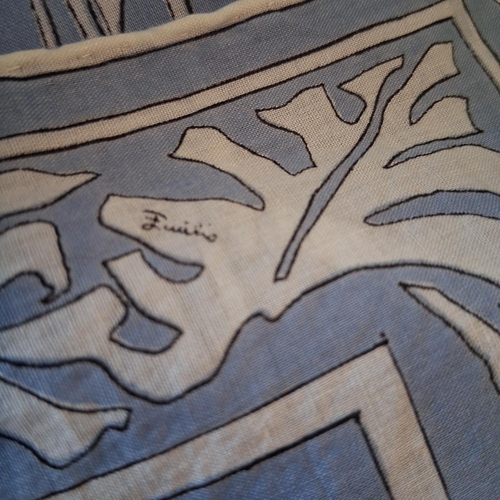 Emilio Pucci Soft Blue 100% Pure Cotton  Scarf - Picture 2 of 7